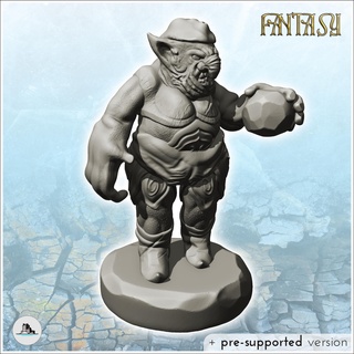 curved-nosed troll large hand rock 15 - medieval fantasy magic feudal old archaic saga 28mm 15mm chaos darkness demon scenery figure statue miniatures resin character rpg terrain diaroma mini middle age dark fantastic war traditionnal empire village 3d print model - Mito3D