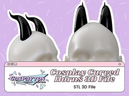 curved horns 3d print stl cosplay horn costume magnet hole figment tiefling ram deer 3d print model - Mito3D