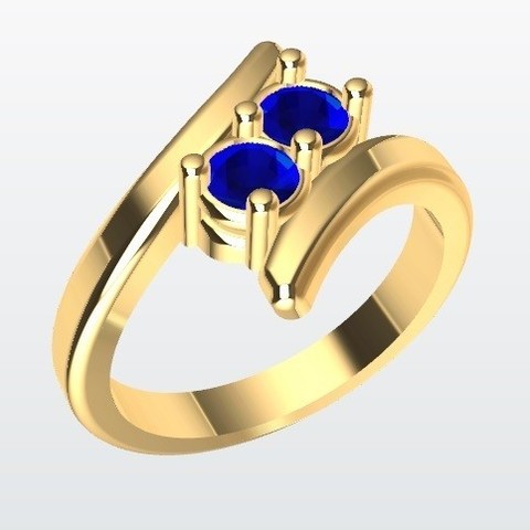 curvo anello 2 pietre gioielli ciottoli di fidanzamento regalo matrimonio bellissima splendida sonno 3D print model - Mito3D