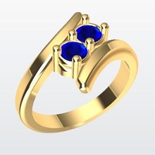 curvo anello 2 pietre gioielli ciottoli di fidanzamento regalo matrimonio bellissima splendida sonno 3d print model - Mito3D