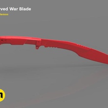 curved war blade art weapon sword skeleton rapier handle edged armor 3d print model - Mito3D