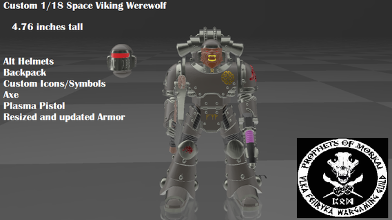 custom 1-18 space viking wolf 476 inches tall marine warhammer 1 18 weapons helmets armor 3d print model - Mito3D