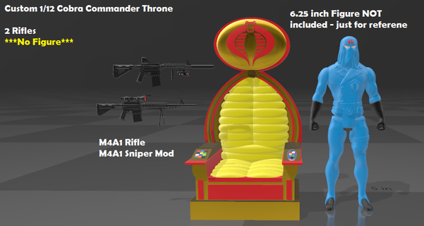 özel 1 12 kobra komutan taht m4a1 tüfekler gi Joe sınıflandırılmış tüfek 3d print model - Mito3D