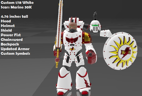 personalizadas 1 18 branco cicatrizes marinho 30k espaço martelo guerra punho poderoso espada cadeia armaduras escudo 3d print model - Mito3D