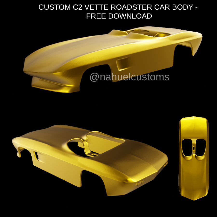 personalizado c2 vette coche turismo vehiculo cuerpo gratis descargar kustom carreras 63 1963 corbeta rc r c espacio fundido presión modelo equipo 427 3D print model - Mito3D