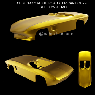 custom c2 vette roadster car body - free download kustom racing 63 1963 corvette rc r c slot diecast model kit 427 3d print model - Mito3D