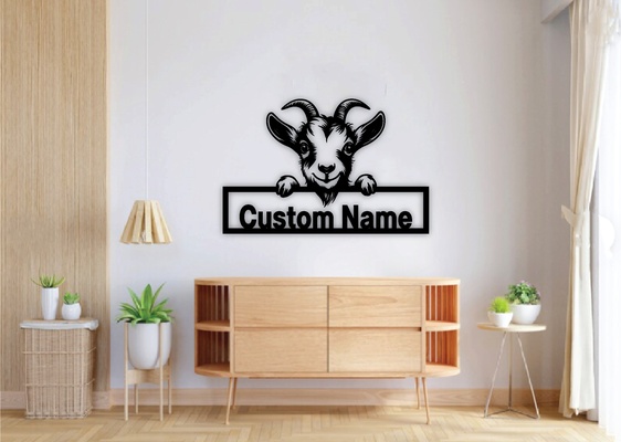 personalizado cabra metal pared arte láser cortar png hogar casa asomando svg eps clipart cara cuernos silueta granja animales vector archivos instante descargar 25 haz plantillas cnc expediente cricut lindo animal campo firmar cabeza logo 3d print model - Mito3D