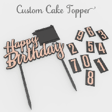 Douane heureux anniversaire gâteau topper décorer Nombres âge spécial amusement cadeau 3d print model - Mito3D