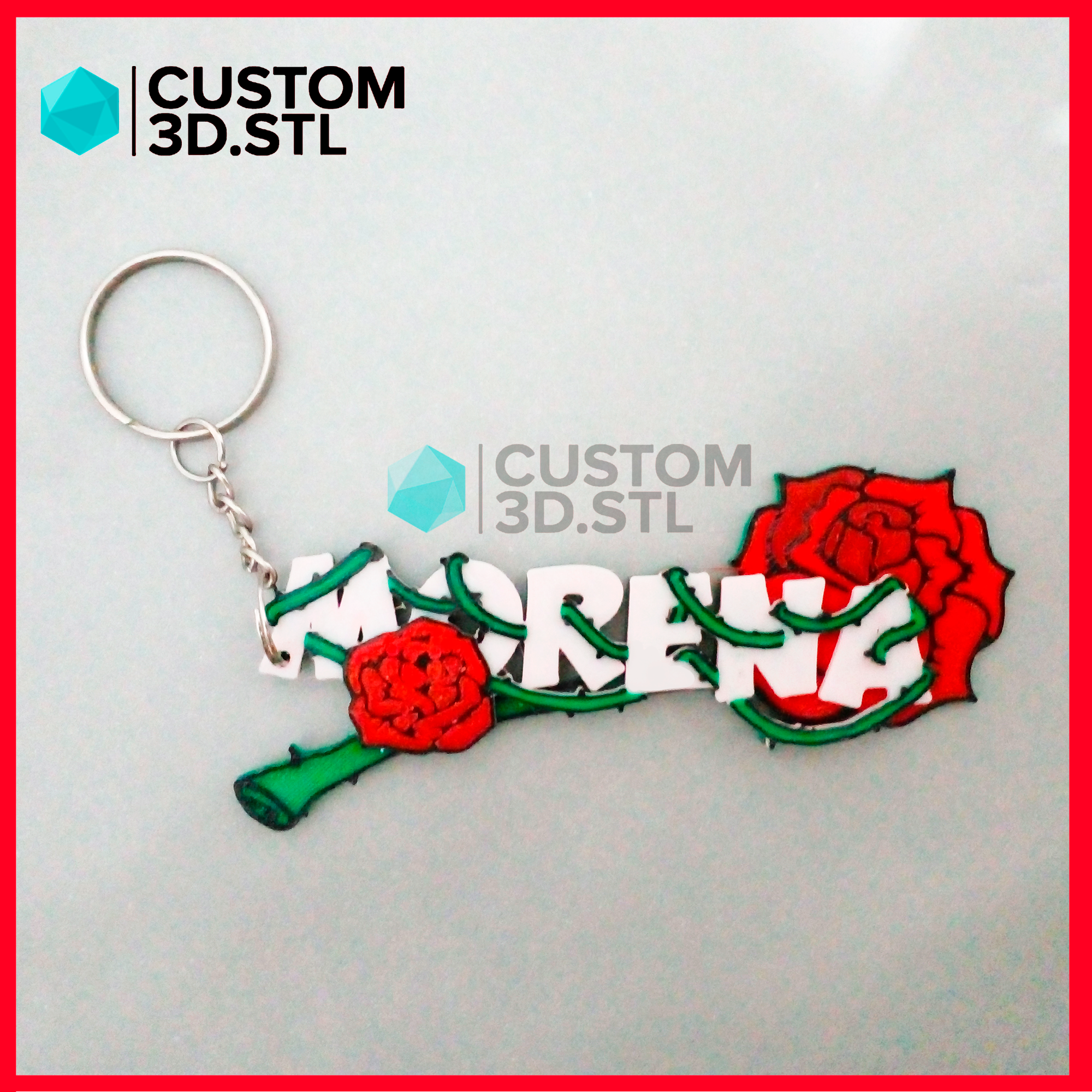 personalizzato portachiavi chiave catena Rose souvenir regalo 3D print model - Mito3D
