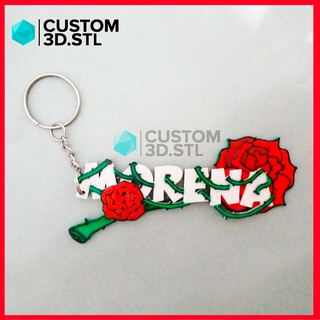 custom name keychain key chain roses souvenier customized gift 3d print model - Mito3D