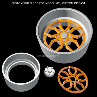 custom wheels 18 model kit diecast vette wheel rim rc r c slot 3d print model - Mito3D