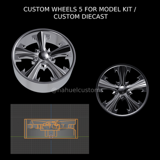 custom wheels 5 model kit diecast wheel rim rc r c slot truck 3d print model - Mito3D