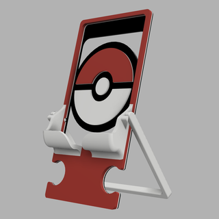 customizable & collapsable multicolor phone stand - pokeball custom iphone android desk office articulated flexi hack tablet pokemon pikachu gamer anime pogo 3d print model - Mito3D