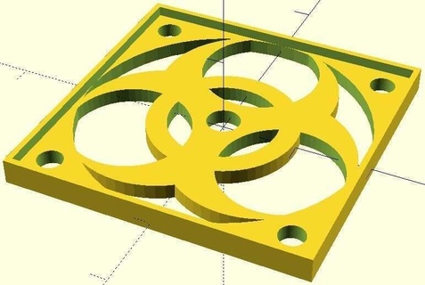 customizable biohazard fan guard logo grill filter 3d printer accessories 3d print model - Mito3D