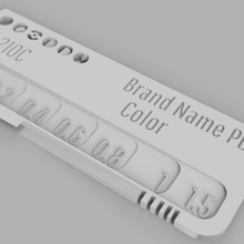 personalizable filamento muestra el de la prueba fusión 360 versión del archivo herramienta La impresión en 3d las pruebas muestras swatch material color tarjeta calibración 3d print model - Mito3D