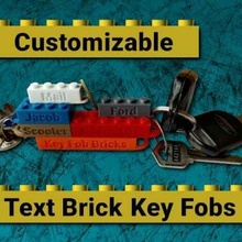 customizable lego compatible text brick key fobs keychain keyfob chain fob keychains 3d print model - Mito3D
