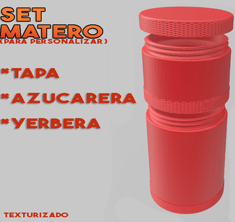 customizable matte set plain Home argentina mate yerbera sugar factory stl 3d print model - Mito3D