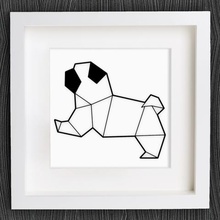 customizable origami baby pug home 2d art animal bracelet customizer dog earring earrings geometric geometrical homedecor decor decoration hund jewelry lowpoly low poly mops openscad pendant picture frame wall 3d print model - Mito3D