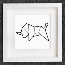 customizable origami bull home 2d art cattle customizer decor geometric geometrical lowpoly low poly openscad wall decoration 3d print model - Mito3D