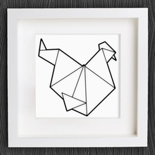 customizable origami chicken home 2d art animal bird bracelet customized customizer decor decoration decorations decorative earring geometric geometrical huhn jewelry lowpoly low poly necklace openscad pendant wall 3d print model - Mito3D