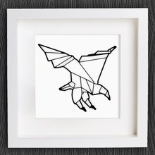customizable origami eagle home 2d art animal bracelet customized customizer decor decoration decorations decorative geometric geometrical jewelry lowpoly low poly necklace openscad pendant wall 3d print model - Mito3D