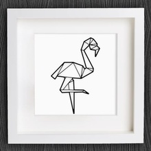 customizable origami flamingo home 2d art bird customizer decor decoration geometric geometrical lowpoly low poly openscad wall 3d print model - Mito3D