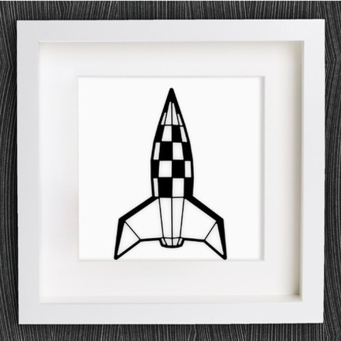 customizable origami retro rocket home 1950s 2d art 50er bracelet customized customizer decor decoration decorations decorative earring geometric geometrical jewelry lowpoly low poly necklace openscad pendant rakete space wall 3D print model - Mito3D