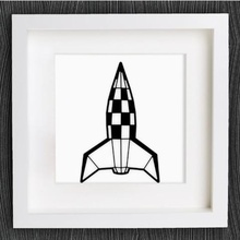 customizable origami retro rocket home 1950s 2d art 50er bracelet customized customizer decor decoration decorations decorative earring geometric geometrical jewelry lowpoly low poly necklace openscad pendant rakete space wall 3d print model - Mito3D