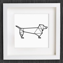 customizable origami sausage dog dachshund home 2d art animal customizer geometric geometrical lowpoly low poly openscad 3d print model - Mito3D