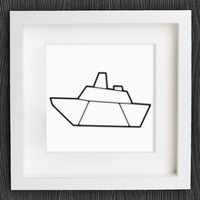 customizable origami steamboat home bracelet decor decoration decorations decorative earring geometric geometrical jewelry lowpoly low poly necklace openscad pendant ship steamship wall 3d print model - Mito3D