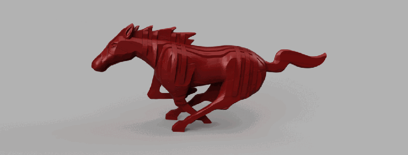 customize pony ford mustang 3d puzzle support print place stl horse car emblem logo badge model running statue sculpture animal desk 3d print model - Mito3D