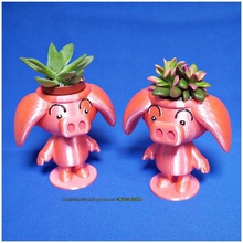 cute animal rose pig potted home 3d animals lovely plant 3d print model - Mito3D