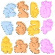 cute animals numbers cookie cutter set 12 stamp cookies cook home cithen cutters dog bulldog children baby alphabet signs words learning 3d print model - Mito3D