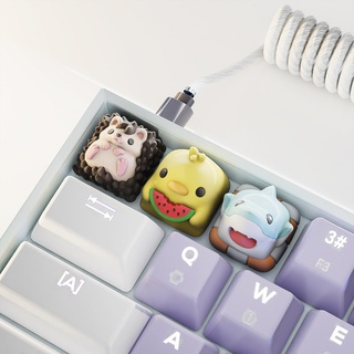 cute animals vol keycaps - mechanical keyboard animal hedgehog chicken chibi keycap pet shark cherry mx stl 3d artisan minimalist key 3d print model - Mito3D