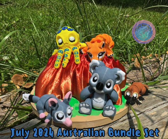 niedlich australisch tier flexi bündeln spiel australien artikuliert zappeln spielzeug kreatur kunst kawaii klein einfach uluru bilby tasmanisch tiger schnabeltier tintenfisch koala thylacine 3D print model - Mito3D