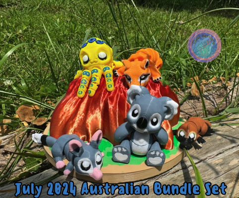 carina australiano animale flessibile bundle gioco australia articolato agitarsi giocattolo creatura arte kawaii piccolo facile uluru bilby tasmaniano tigre ornitorinco polpo koala tilacino 3d print model - Mito3D