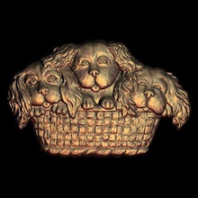 3 cute baby dogs basket various 3d print model - Mito3D