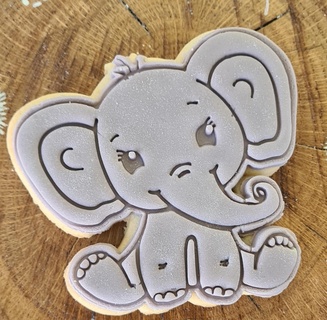 cute baby elephant cookie cutter stamper embosser animal 3d print model - Mito3D