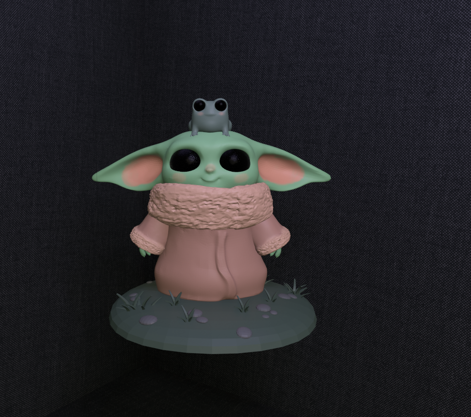 cute baby yoda pen holder star wars bany 3D print model - Mito3D