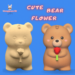 cute bear flower 3d print model - Mito3D
