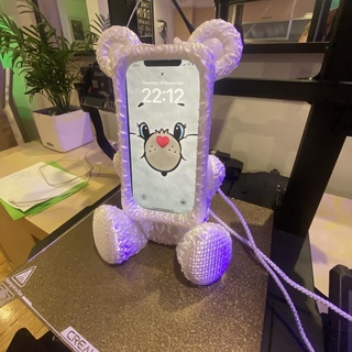 cute bear iphone case stand pro max phone holder home dock station gadget accessory anime kawaii toy carebear 3d print model - Mito3D