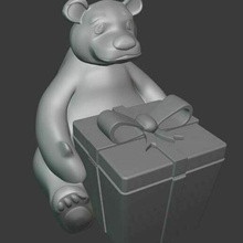 cute bear pot flower plant gift box 3d print model - Mito3D