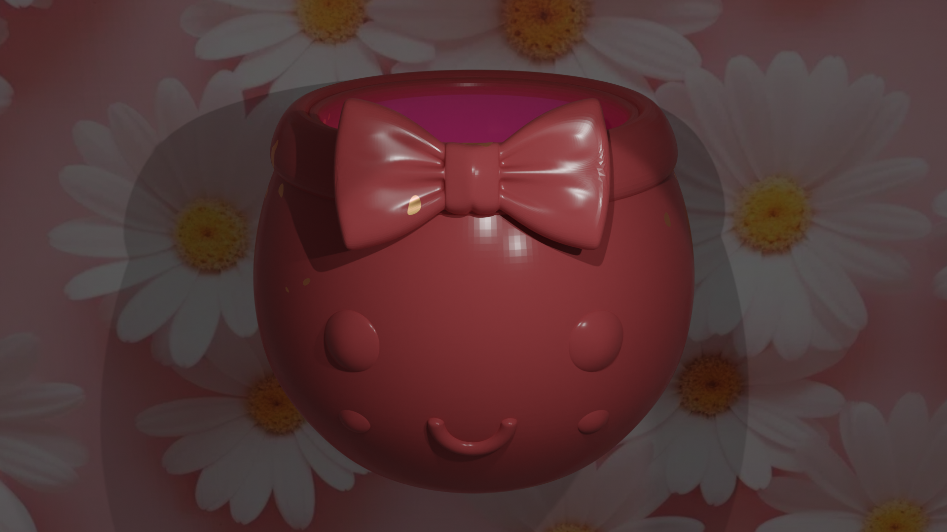 fofa arco gravata plantador casa suculento cacto bonitinho Rosa sorriso borboleta arte vaso 3D print model - Mito3D