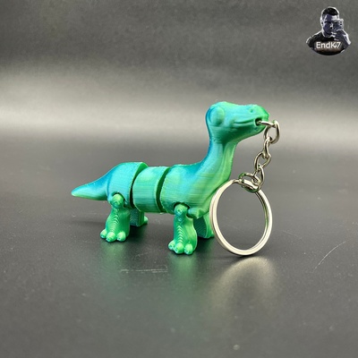 cute brachiosaurus keychains art toy toys art dinosaur dino fidget fidgettoy articulated flexible flexi printinplace nosupport nosupports 3d print model - Mito3D