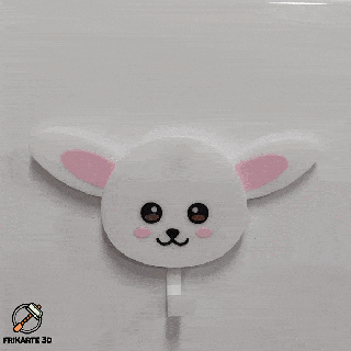 cute bunny key holder wall hook moving ears keychain articulated movable machine 3d print model - Mito3D