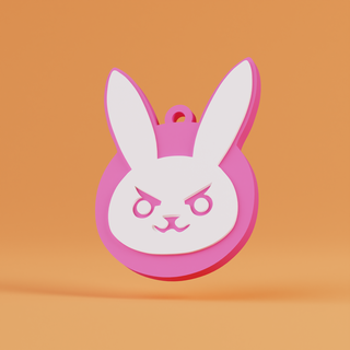 cute bunny keychain - toytaku prints emblem funny gamer kawaii pink rabbit diva 3d print model - Mito3D