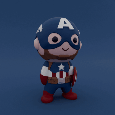 cute captain america art avengers marvel shield no support print in place decorative toy collectibles 3d print model - Mito3D