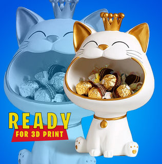 cute cat candy box laughing cartoon kitten character animal pet rigged animals mammal 3d print model - Mito3D