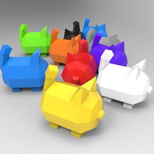 cute cat animal kitten low poly art meow craft desktop toy toys 3d print model - Mito3D