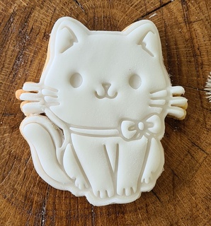 Şirin kedi eğilmek kurabiye kesici damga kabartma hayvan 3d print model - Mito3D